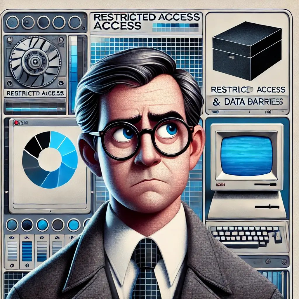 DALL·E 2024-10-25 14.10.00 - Highly detailed image in the Pixar animation style. Character 2_ A mid-career professional with glasses, looking frustrated, facing a retro computer s