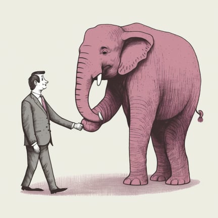 Jamie06_a_pink_elephant_in_a_suit_shaking_hands_with_a_person_i_58a3d8f0-82c9-4eba-ab6f-21c21c543884
